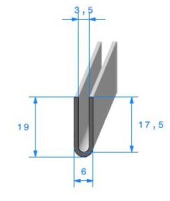 Profil REF 871- joint en U - EPDM Noir -70 Shores A+/-5