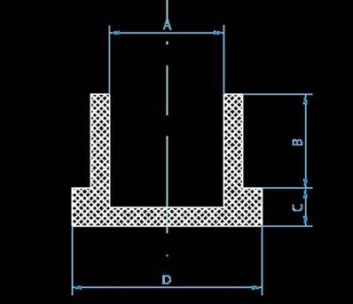 Embout Carré Caoutchouc 25x25mm Sachet de 10 Piéces