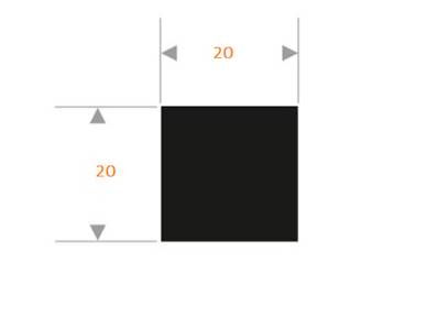 Profil REF BEP20x20 Bande EPDM Noir -20X20 MM- 45 Shores A+/-5