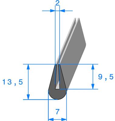 Profil REF 204 - joint en U - EPDM Noir -70 Shores A+/-5