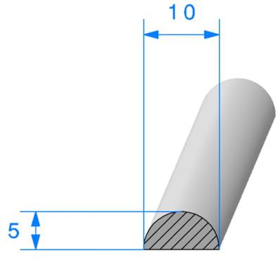 Joint Cellulaire Demi Rond REF DCM10- Mousse EPDM Noir -Ø10 MM