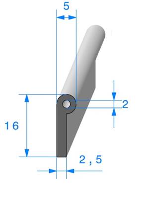 Profil REF 115 - joint en P - EPDM Noir -70 Shores A+/-5