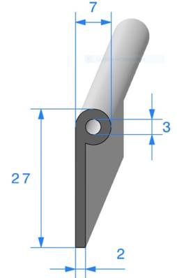 Profil REF 318- joint en P - EPDM Noir -70 Shores A+/-5