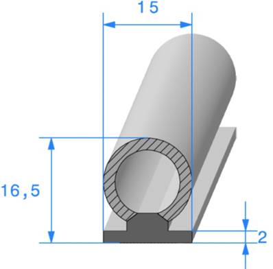 Profil REF 832- Bi-Composant EPDM 90 Shores A+/-5 Et Cellulaire