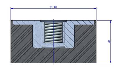 Butée Simple Type Femelle Ø40X 20 mm -Pas de Vis M10 - 55 Shore