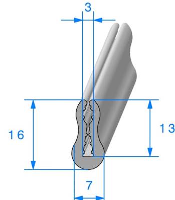 Profil REF 223 - Joint U- TPE Gris -60 Shores A ±5