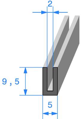 Profil REF 372- joint en U - EPDM Noir -70 Shores A+/-5