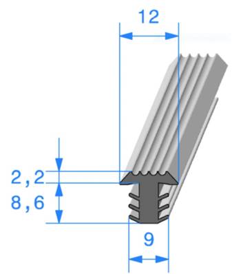 Profil REF 837 - Joint En T -EPDM Noir -70 Shores A+/-5