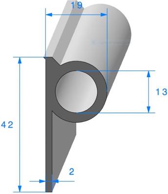 Profil REF 237 - joint en P - EPDM Noir -70 Shores A+/-5