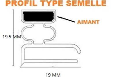 Profile ref JR8G joint de Réfrigérateur Semelle Avec Aimant - Gris -