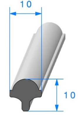 Profil REF 289 - Joint Clé 10X10 -EPDM noir 70 Shores A+/-5