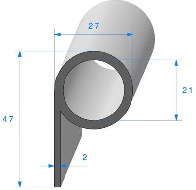 Profil REF 287- joint en P - EPDM Noir -70 Shores A+/-5