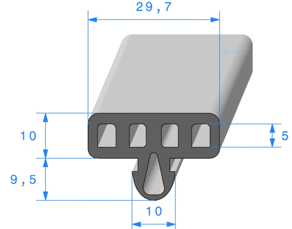 Profil REF 631 Pour Protection Glace EPDM noir 70 Shores A+/-5