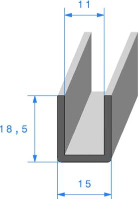 Profil REF 337- joint en U - EPDM Noir -70 Shores A+/-5