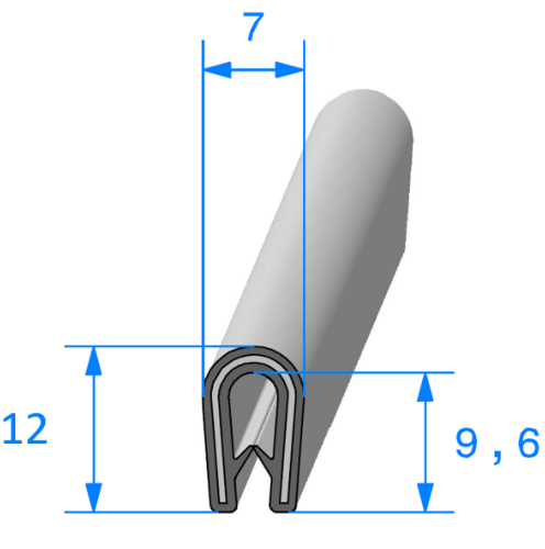 Profil REF 719 -Pince Armé PVC Noir -75 Shores A+/-5