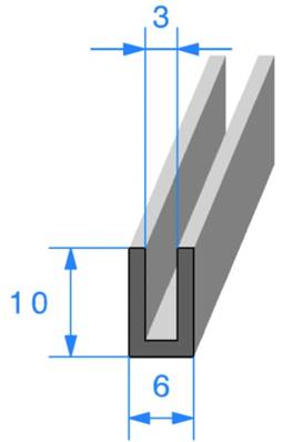 Profil REF 839- joint en U - EPDM Noir -70 Shores A+/-5