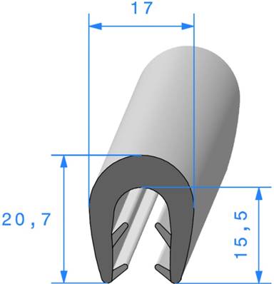 Profil REF  503 - Pince EPDM 95 Shores A+/-5