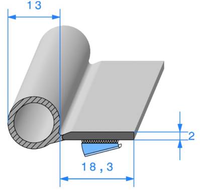 Profil REF 790- joint en P - EPDM Noir Adhésif 90 Shores A+/-5