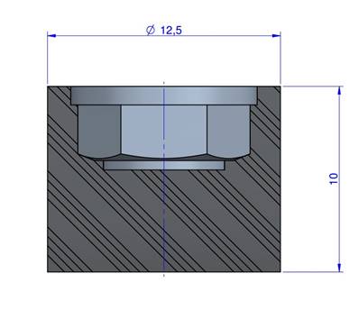 Butée Simple Type Femelle Ø12.5 X 10 mm -Pas de Vis M5 - 55 Shore