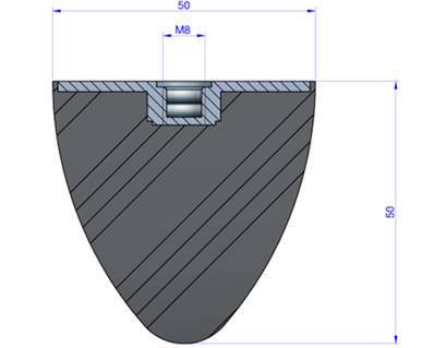 Butée Progressive Type Femelle Ø50X50mm -Pas de Vis M8 - 55 Shore