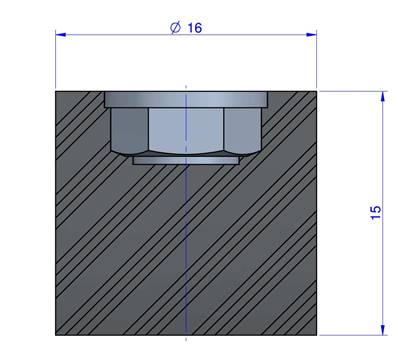 Butée Simple Type Femelle Ø16 X 15 mm -Pas de Vis M5 - 55 Shore