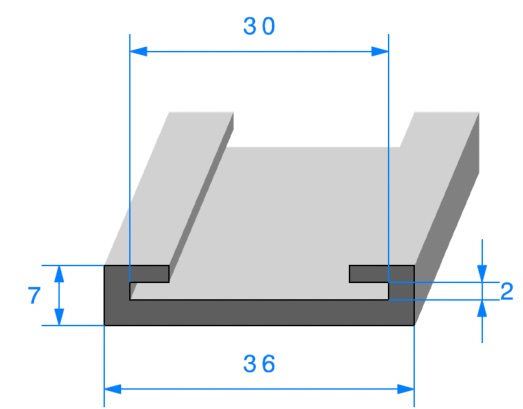 Profil REF 703- joint semelle- EPDM Noir -70 Shores A+/-5