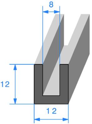 Profil REF 822 - joint en U - EPDM Noir -70 Shores A+/-5