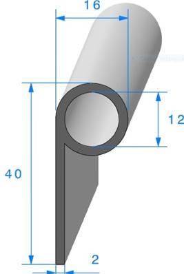 Profil REF 280- joint en P - EPDM Noir -70 Shores A+/-5