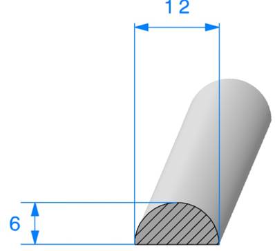 Joint Cellulaire Demi Rond REF DCM12- Mousse EPDM Noir -Ø12 MM