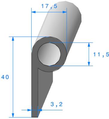 Profil REF 851 - joint en P - EPDM Noir -65 Shores A+/-5