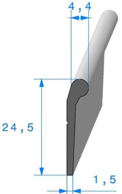 Profil REF 235 - joint en P - EPDM Noir -70 Shores A+/-5