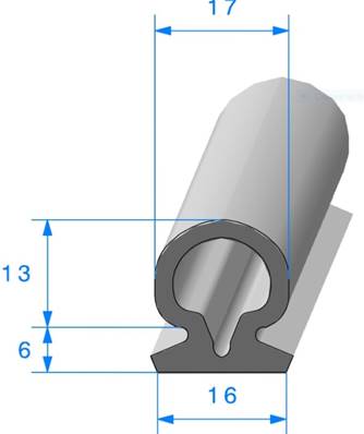 Profil REF 286 -Joint Butoir EPDM Noir -70 Shores A+/-5